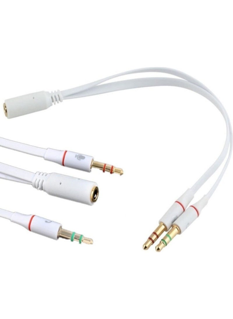 İstatek Istatek Y Cable 3.5 mm Female To 2 x 3.5 mm Male Headphone Microphone Splitter White 