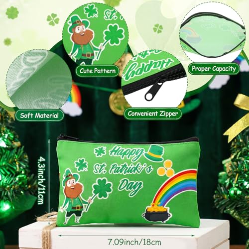 Dansydaisy 30 Pcs St Patrick's Day Gift Sets Makeup Bags Bulk Green Irish Shamrocks Socks and Keychains Hat Rainbow Gnome Pendant Ornament for St Patrick's Day Party Favor Supplies Holiday Gift - Image 2