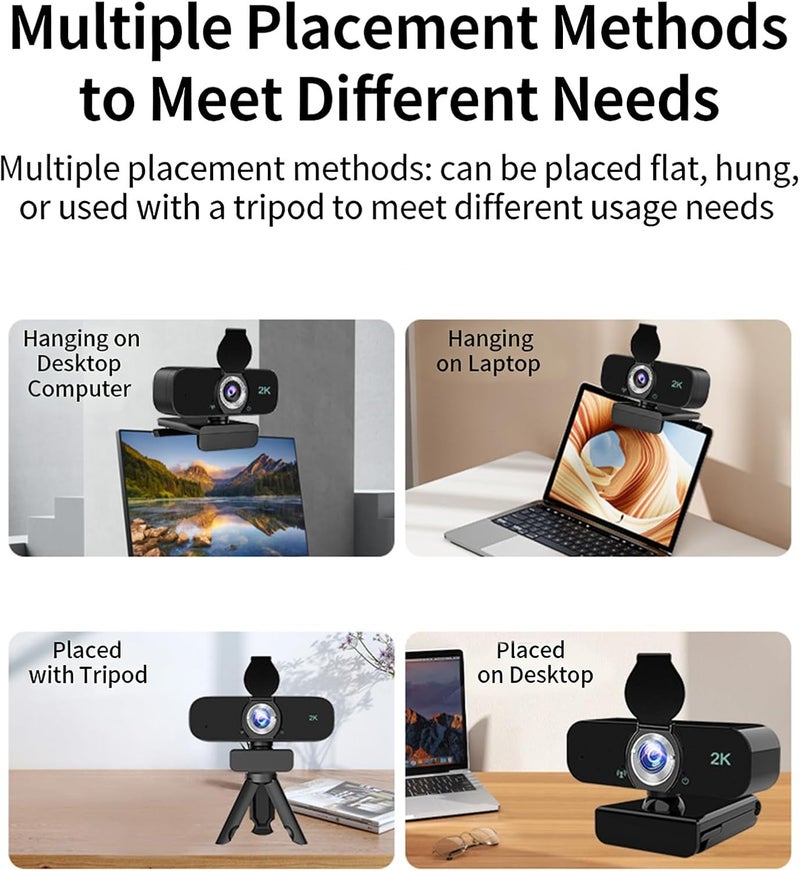 ordinarYone USB Webcam Builts in Noise Cancelling Microphones and Adjustable Tripods Stand for Highly Definition 1080P 2K 4K Video R - Image 2