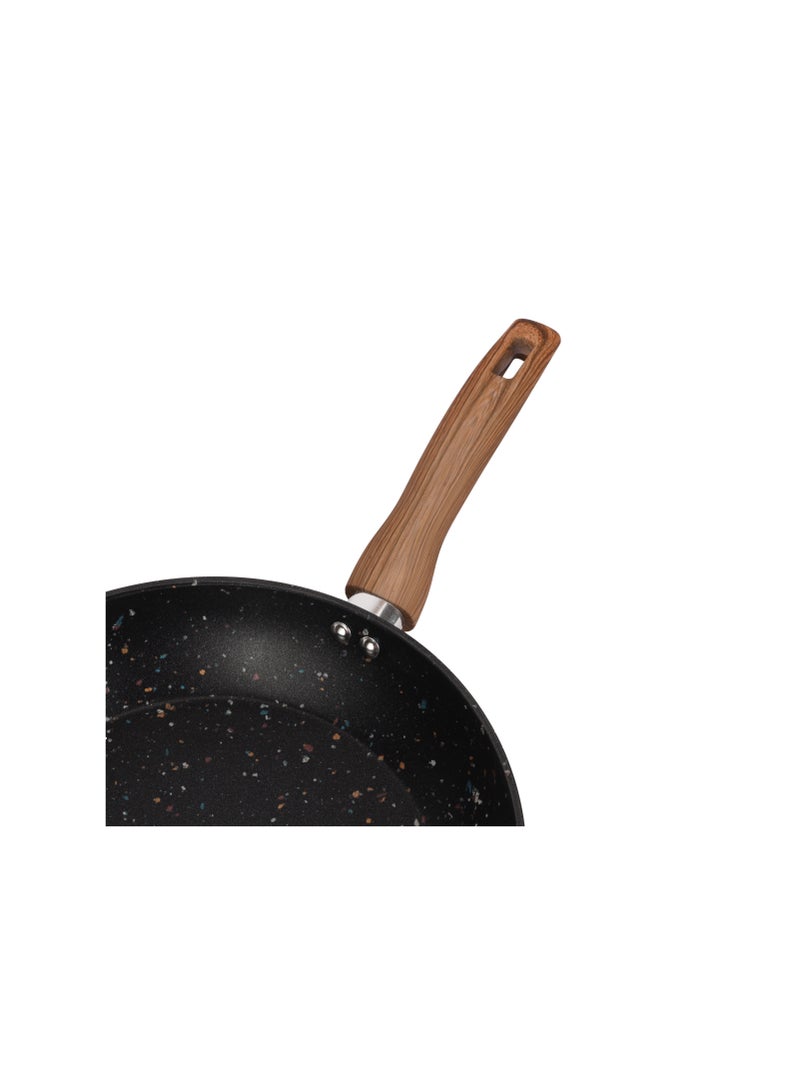 Royalford 30 cm Multistone Frypan- RF12014/ Strong Forged Aluminum Body with Granite Coating and Heat Resistant Wooden Finish Handle/ Induction Bottom, Compatible with Hot Plate, Halogen, Ceramic and Gas Stovetops - Image 4