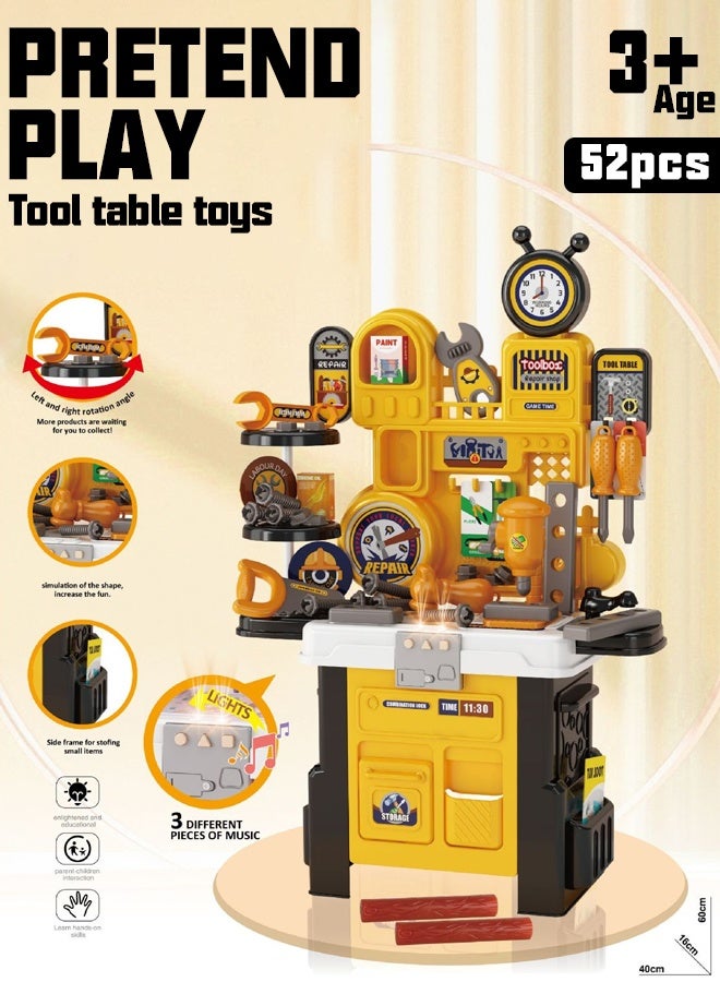 56pcs Kids Tool Bench,Kids Workbench,Building Tools Sets with Realistic Tools and Electric Drill, Pretend Play Toys,Realistic Multifunctional Toddler Tool Bench,Construction Workbench,Tool Bench Set Children's Toy Play Workbench for 3 4 5 6 Boys and Girls - Image 1