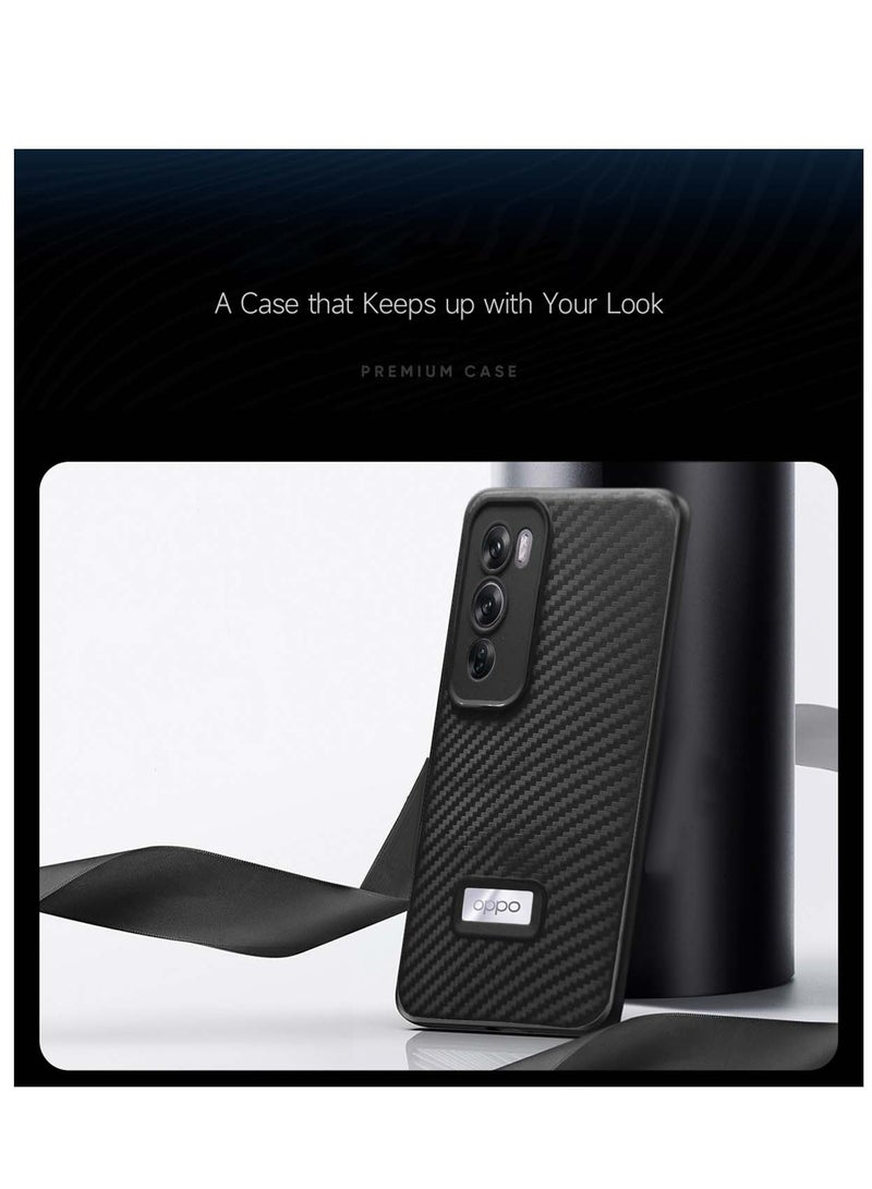 دبليو تيك غطاء حماية من ألياف الكربون والسيليكون السائل لهاتف اوبو رينو 12 5 جي 2024 باللون الأسود - Image 2