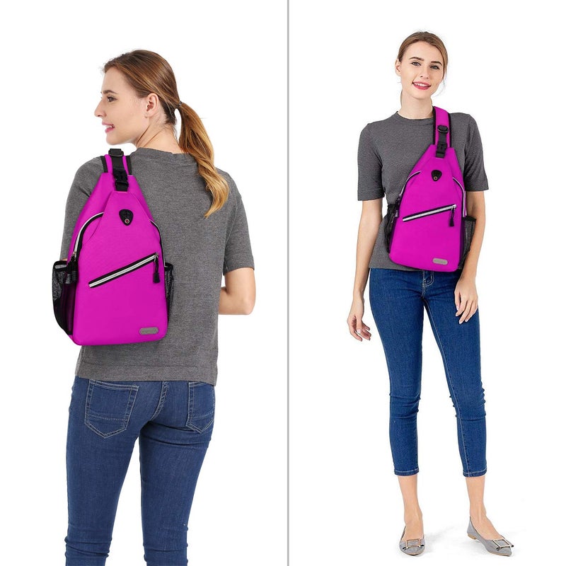 MOSISO Sling Backpack, Multipurpose Crossbody Shoulder Bag Travel Hiking Daypack, Rose Red, Medium - Image 5