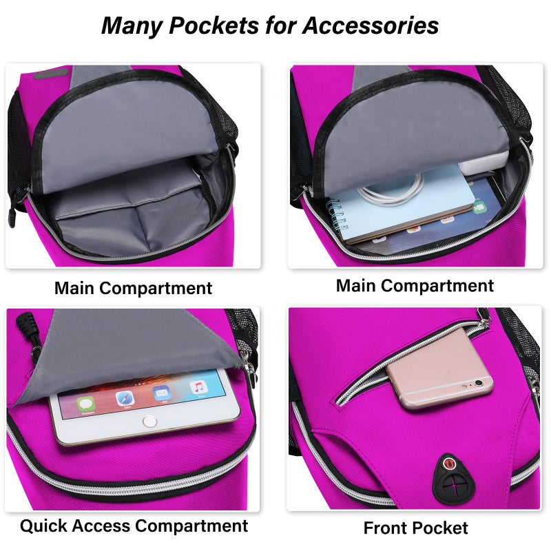 MOSISO Sling Backpack, Multipurpose Crossbody Shoulder Bag Travel Hiking Daypack, Rose Red, Medium - Image 2