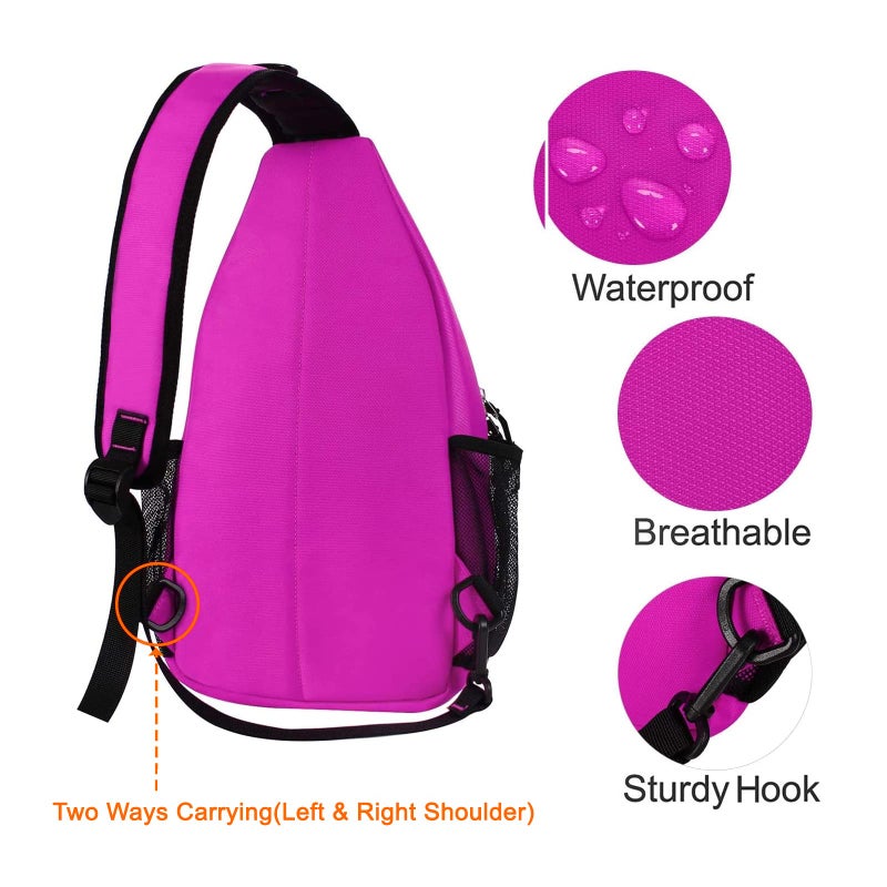 MOSISO Sling Backpack, Multipurpose Crossbody Shoulder Bag Travel Hiking Daypack, Rose Red, Medium - Image 3