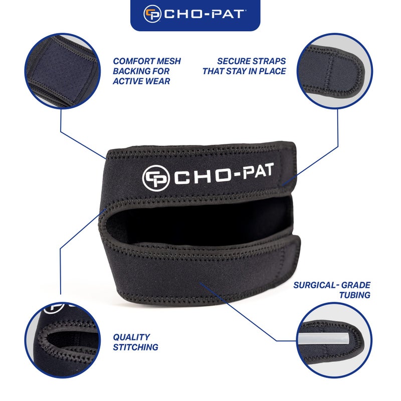 Cho-Pat شوج-بات دعامة للركبة ذات عمل مزدوج خفيفة الوزن وقابلة للتعديل لتخفيف آلام التهاب الأوتار، تمزقات الغضروف، وتخفيف الألم، كبيرة/كبيرة جداً (OSFM) - Image 5