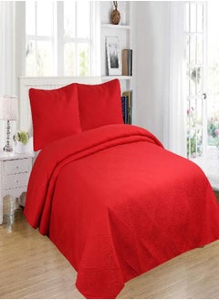 All American Collection All American Collection 3pc Modern Contemporary Soft Comfy Bedroom Bedspread Quilt Set (Red, Queen)  - Image 2