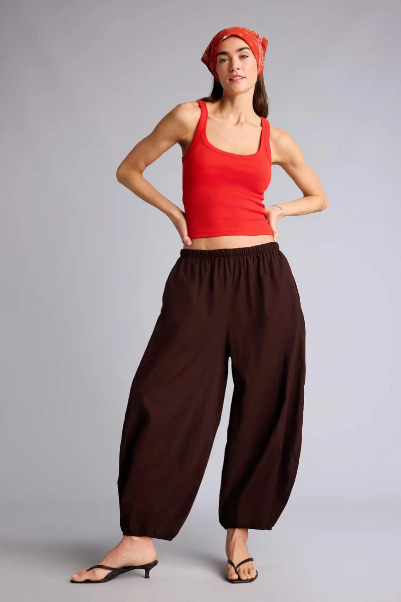 ديفاكتو Balloon Fit Regular Hem With Pockets Voile Trousers