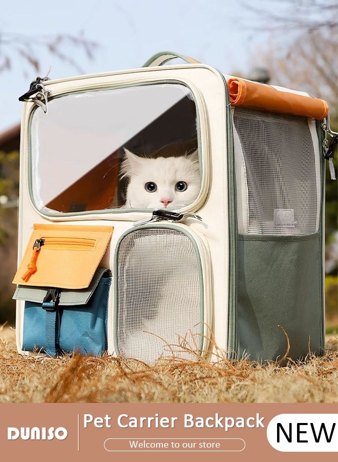 Cat Backpack, Pet Carrier Backpack for Small Medium Dogs Cats, Pet Carrier Hiking Backpack with Ventilated Mesh, Pet Backpack With Top Handle, Airline Approved, Designed for Travel, Hiking, Walking & Outdoor Use