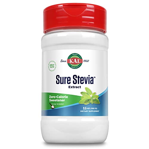 KAL Sure Stevia Extract Powder, Low Carb, Plant Based Stevia Sweetener, Great Taste, Zero Calories, Zero Sugar, Low Glycemic & Perfect for a Keto Diet, 60-Day Guarantee, Approx. 1820 Servings, 3.5oz - Image 1