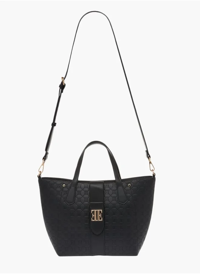 ايل Womens Monogram Embossed Tote Bag With Zip Closure