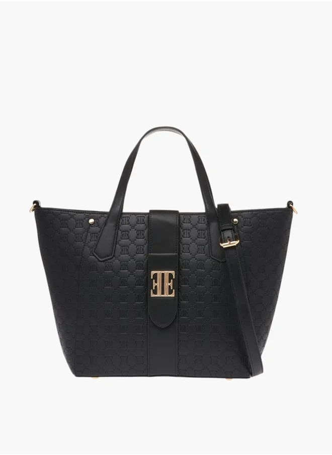 ايل Womens Monogram Embossed Tote Bag With Zip Closure