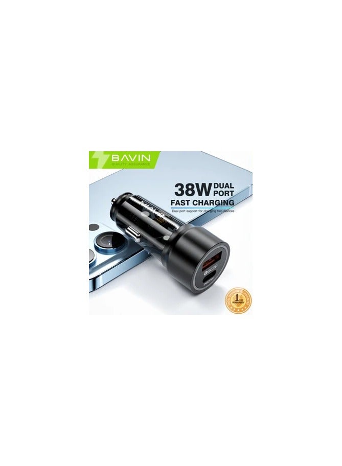Bavin BAVIN PC926 PD 20W USB-C QC3.0 18W USB Fast Charging Car Charger Compatible for iPhone / Samsung Mobile  - Image 2
