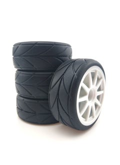 1/10 Level Running Racing Highway Street Running RV Wear-resistant Tire HSP Unlimited RC Remote Control Model Car Four Pack-Color:D4 + A Wheel Hub