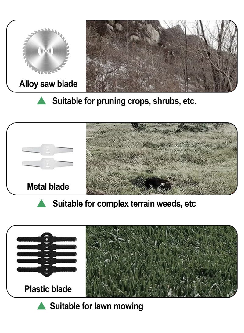 HomarKet Electric String Trimmer Kit,Cordless Handheld Grass Trimmer with 48V*2 Rechargable Battery,Wheel,3 Types Cutting Blade,Gloves,Charger Included,Lawn Mower for Yard Lawn - Image 5