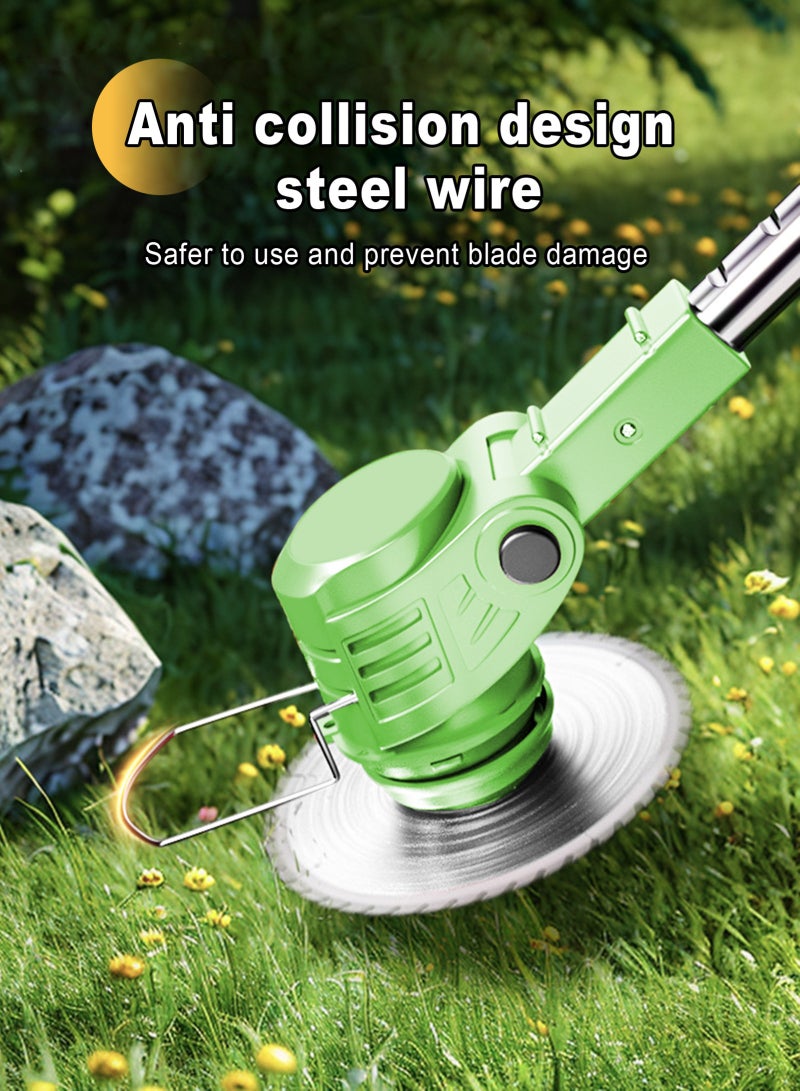 HomarKet Electric String Trimmer Kit,Cordless Handheld Grass Trimmer with 48V*2 Rechargable Battery,Wheel,3 Types Cutting Blade,Gloves,Charger Included,Lawn Mower for Yard Lawn - Image 4