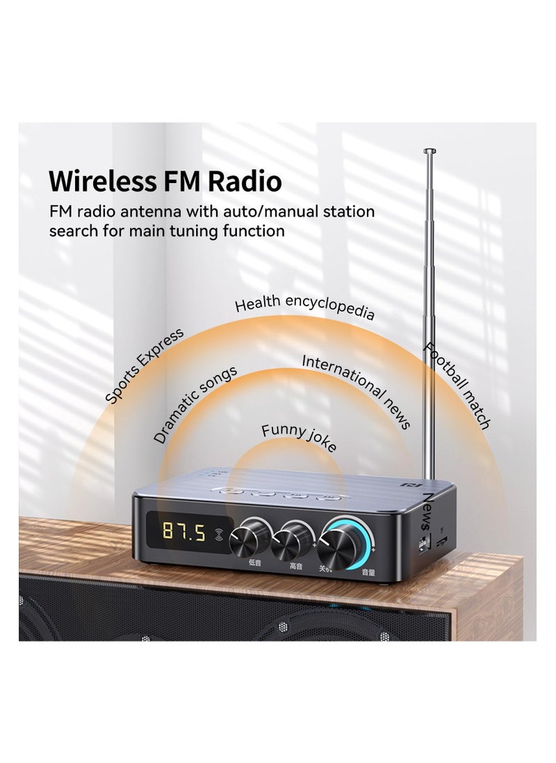 SYOSI - Bluetooth 5.1 Receiver for Home Stereo, 4-in-1 (with Remote) for Home Stereo TV, HiFi Wireless Audio Adapter with 3.5mm AUX, RCA, 6.5mm Mic Connection, FM Radio, Low Latency NFC Audio Adapter - Image 1