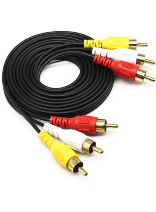 Lecxo 3 RCA to 3 RCA AV Cable – 3M Gold-Plated Audio Video Cable | High Quality Stereo AUX Cable for TV, DVD, Speaker, Home Theater, Projector - Image 1