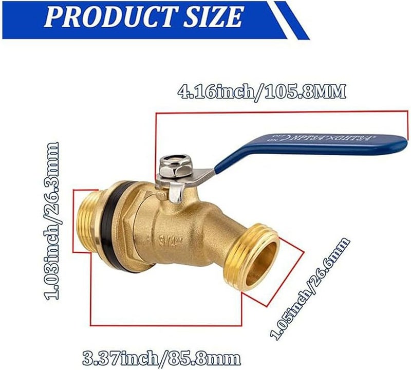 Brass 3 4 Inch Ball Valve Garden Hose Adapter Water Drainage Pipe Fitting - Image 5