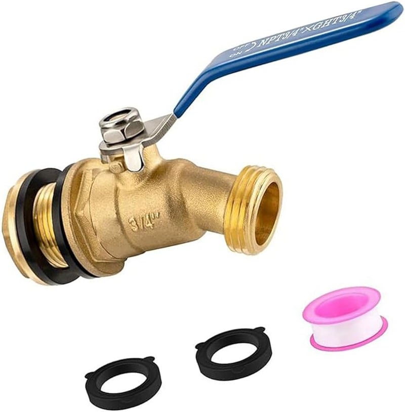 Brass 3 4 Inch Ball Valve Garden Hose Adapter Water Drainage Pipe Fitting - Image 2