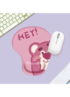 Generic Comfortable Simple Cartoon Series Silicone Wrist Rest Mouse Pad Office Gaming Anti-slip Desk Mat Wrist Support Hand Rest Pad-Color:Color Map Opp Packaging-Pattern:MH030-2-Strawberry Bear Hey  - Image 1