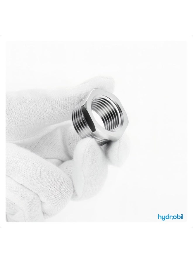 وصلات سباكة أنابيب المياه، محول مخفض (بوش) ذكر 3/4 بوصة BSP × أنثى 1/2 بوصة BSP، وصلات BSP، نحاس مطلي بالكروم، وصلات وتركيبات السباكة، 1 1 ميجابيسكل، أقصى. درجة حرارة: 95 درجة مئوية، وصلة BSP - Image 2