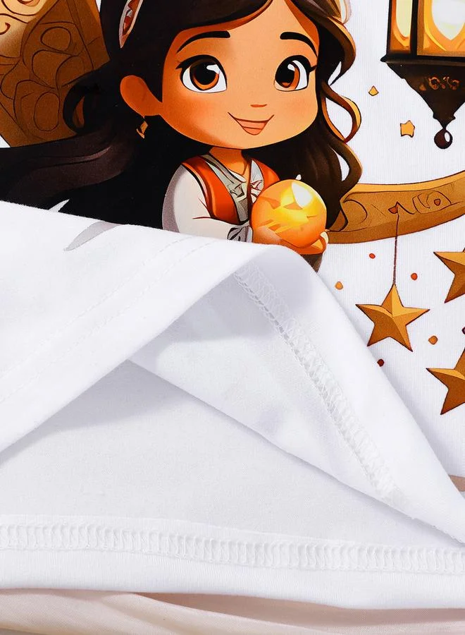 Take Two  Girls White Ramadan Kareem Graphic T-Shirt for Women | Best Price UAE