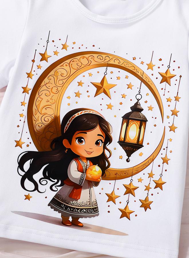 Take Two Girls White Ramadan Kareem Graphic T-Shirt - Image 4