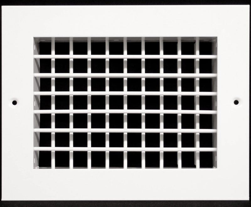 موزع هواء HVAC مزدوج الانحراف القابل للتعديل من الألمنيوم 10w X 6h مع تحكم كامل في اتجاه تدفق الهواء العمودي والأفقي أبعاد الغلاف الخارجي 116w X 76h