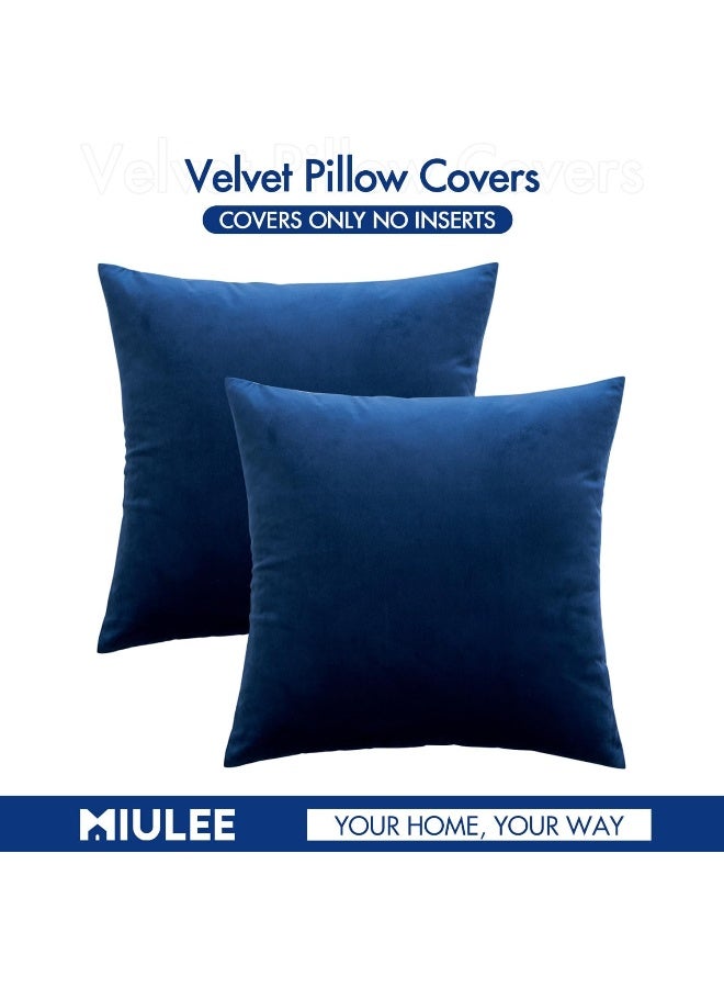 MIULEE Pack of 2 Velvet Soft Solid Decorative Square Throw Pillow Covers Set Cushion Case for Spring Sofa Bedroom Car 20x20 Inch 50x50 Cm - Image 5