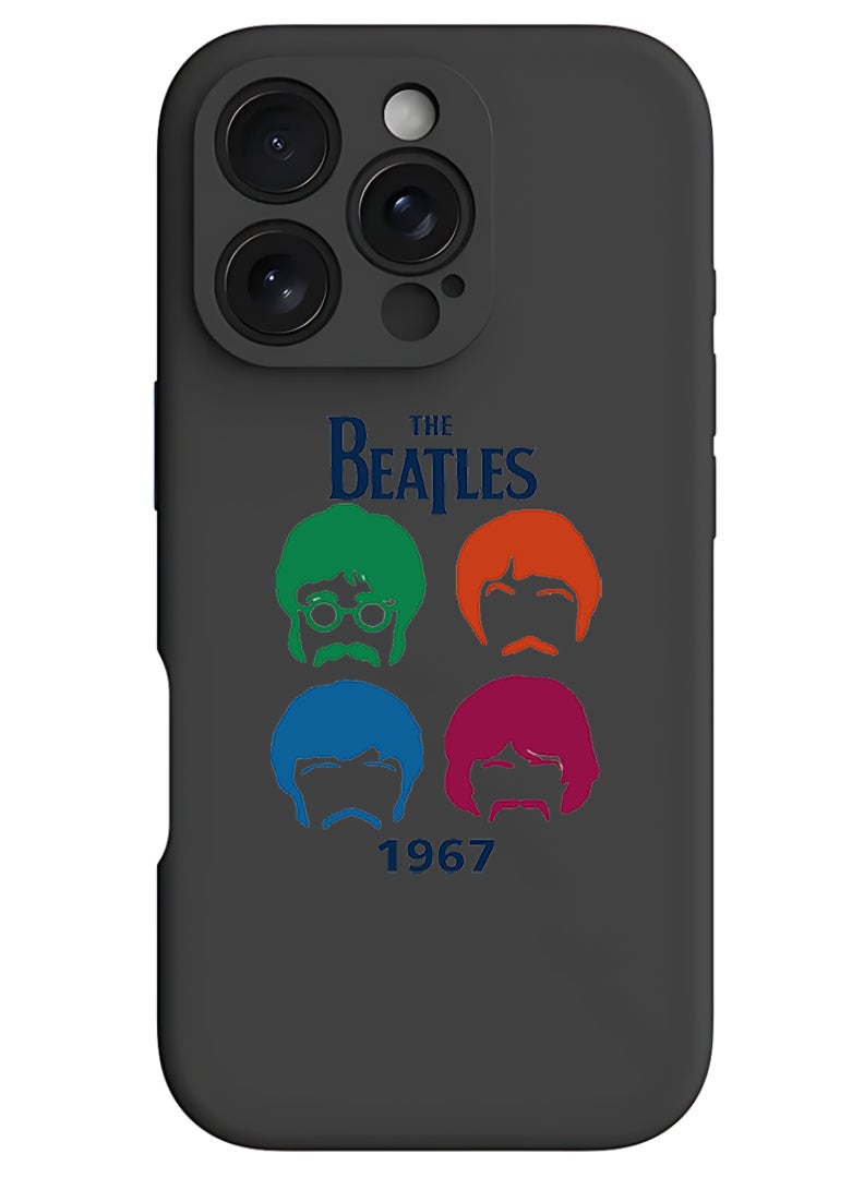 Theodor iPhone 16 Pro Black Protective Slim Fit Case Liquid Silicone Cover with Full Body Protection Anti-Scratch Shockproof Case For iPhone - The beatles - Image 1