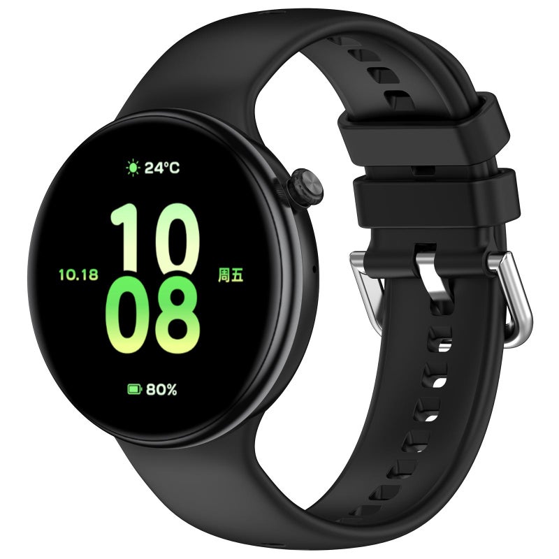 erorex For Honor Watch Fit / Fit Elegant Silver Buckle Solid Color Silicone Watch Band(Black) - Image 1