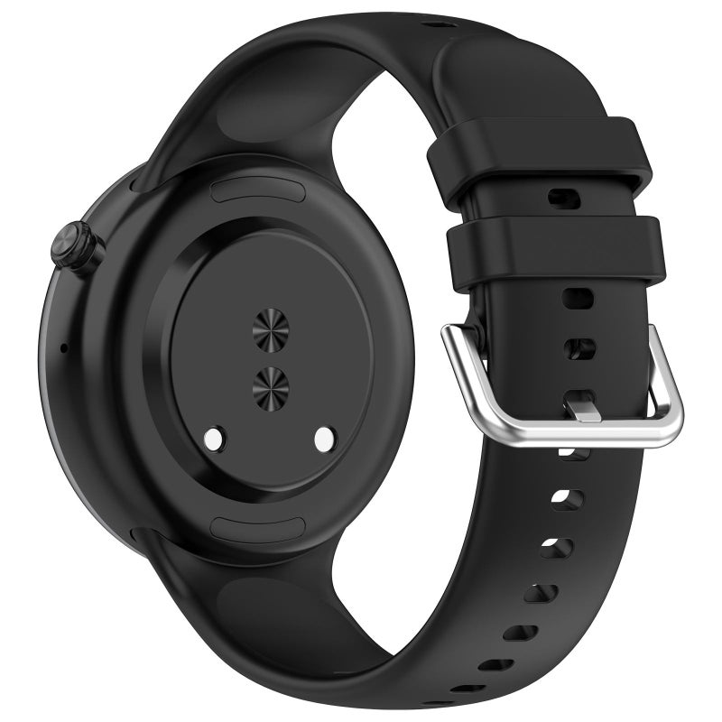 erorex For Honor Watch Fit / Fit Elegant Silver Buckle Solid Color Silicone Watch Band(Black) - Image 2