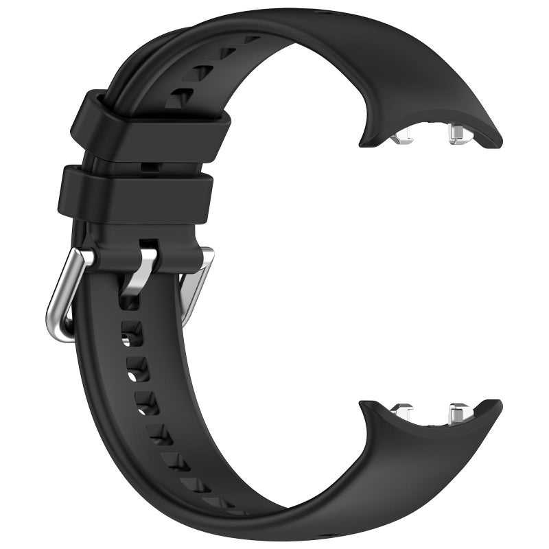 erorex For Honor Watch Fit / Fit Elegant Silver Buckle Solid Color Silicone Watch Band(Black) - Image 4