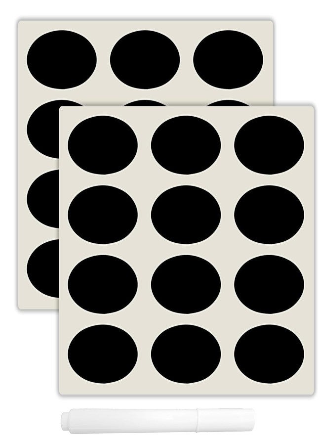 ABHAYMART 24pcs Waterproof Chalkboard Labels Spice Organizer Label for Household Kitchen Jars Blackboard Stickers with White Pen (Round) - Image 1