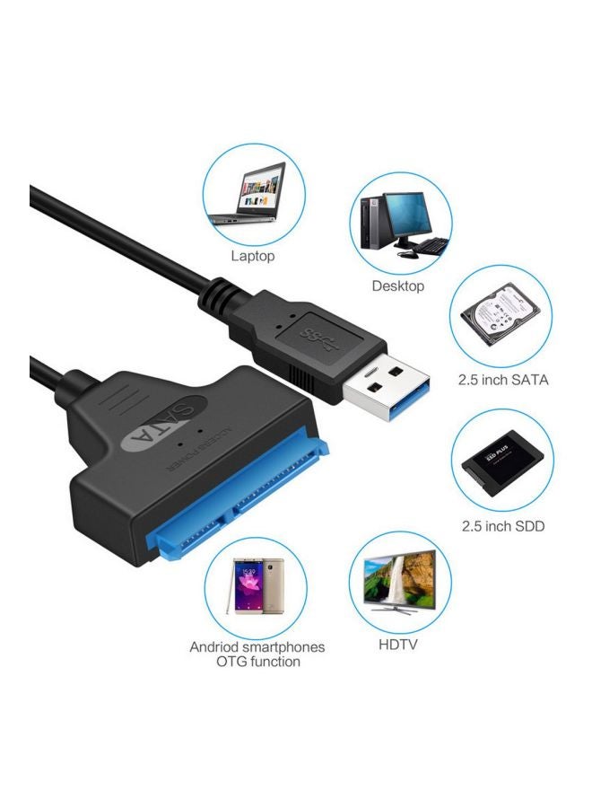 USB 3.0 To SATA Adapter Cable Black - Image 3