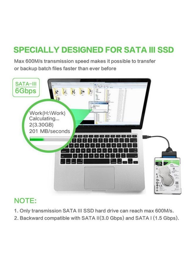 USB 3.0 To SATA Adapter Cable Black - Image 2