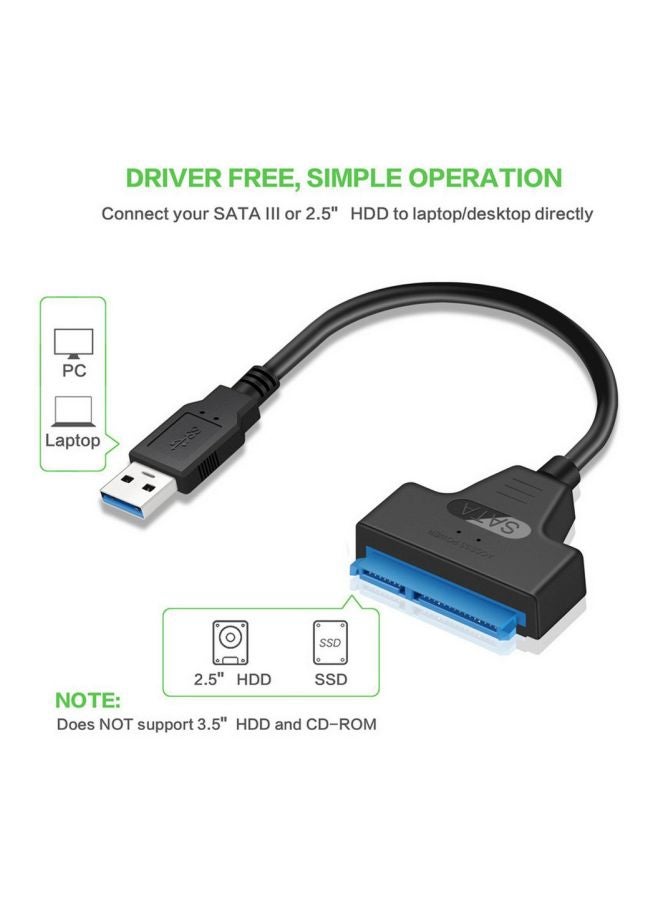USB 3.0 To SATA Adapter Cable Black - Image 4
