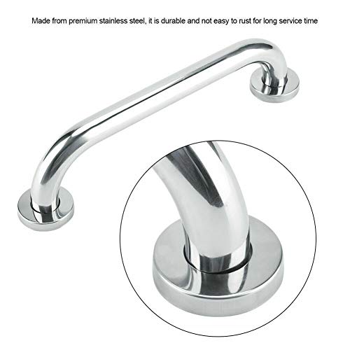 MLD Grab bar for Bathroom Grade 202 Stainless Steel 12 Inches Long Rod arm Towel Napkin Holder Safety Hand Support Rail Helping Handle Bars Silver Color (Chrome Finish) Pack of 2 - Image 5