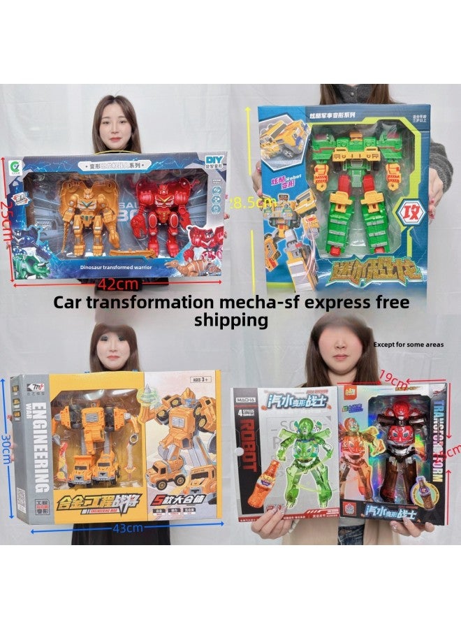 Chenghai Children's Oversized Box Deformed Assembled Mecha Robot Boy Toys Suit Stall Toys Gifts-Color:Transformed Soda Warrior - Image 2