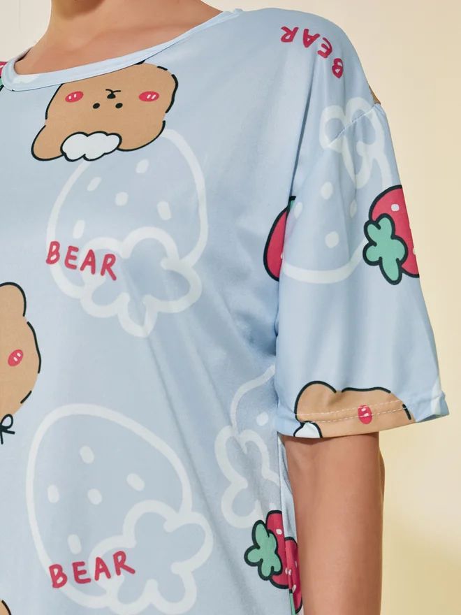 Take Two Take Two Graphic Print Round Neck Nightdress