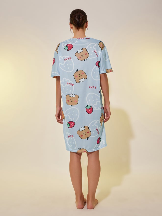 Take Two Take Two Graphic Print Round Neck Nightdress  - Image 4