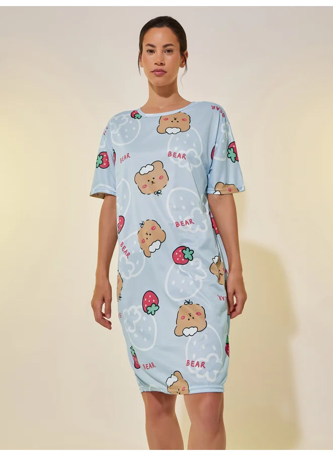 Take Two Take Two Graphic Print Round Neck Nightdress