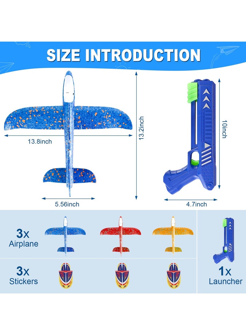 Flushrenic Airplane Launcher Toy, 3-Piece Set 13.2-inch LED Foam Glider Launcher Boy's Airplane Toy, 2 Flight Modes, Suitable for Outdoor Flying Toys Theme Parties, Birthdays, and Fun-Filled Activities. - Image 2