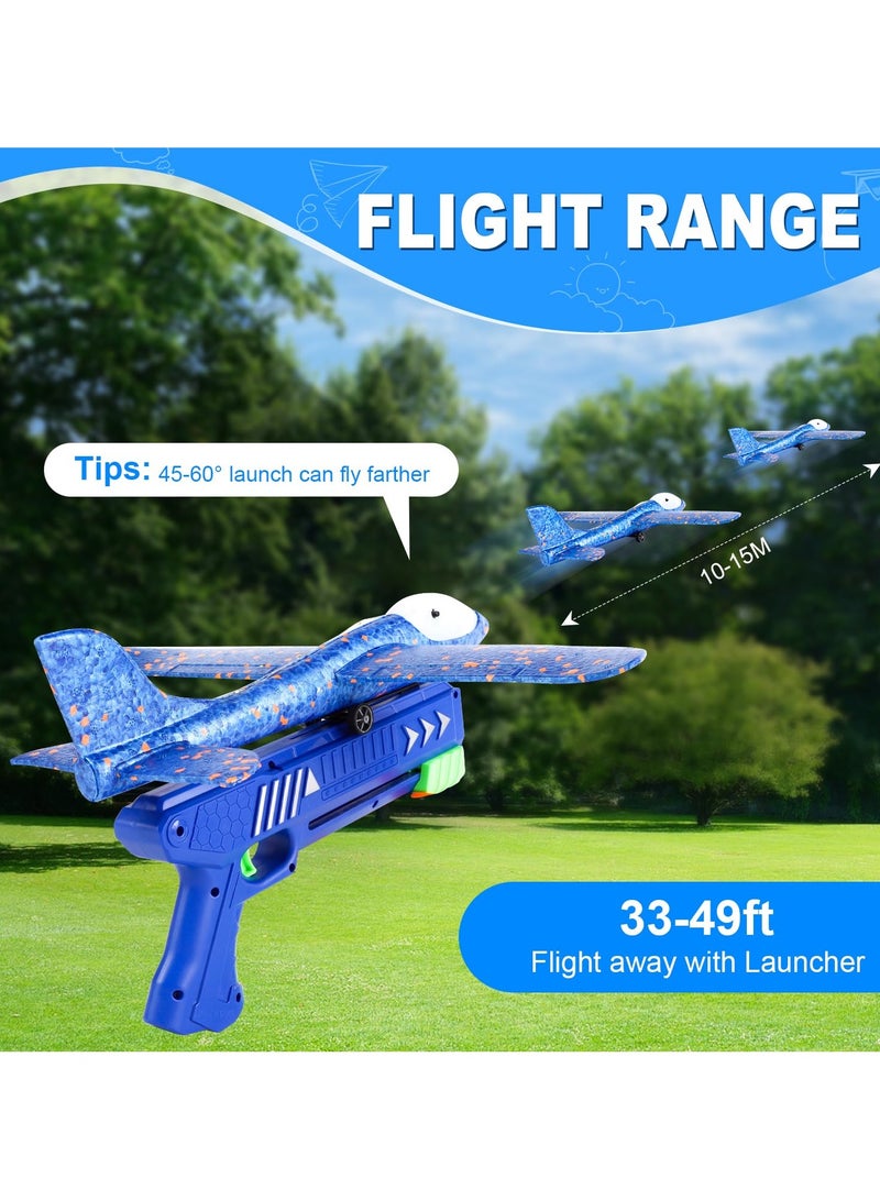 Flushrenic Airplane Launcher Toy, 3-Piece Set 13.2-inch LED Foam Glider Launcher Boy's Airplane Toy, 2 Flight Modes, Suitable for Outdoor Flying Toys Theme Parties, Birthdays, and Fun-Filled Activities. - Image 3