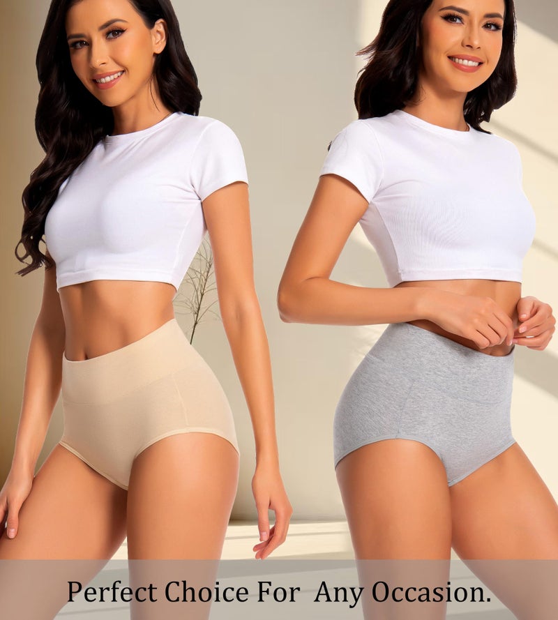 dmuveo Womens Cotton High Waisted Underwear Tummy Control Full Coverage Postpartum Ladies Panties C Section Soft Briefs 5 Pack Plus Size 7, Large - Image 3