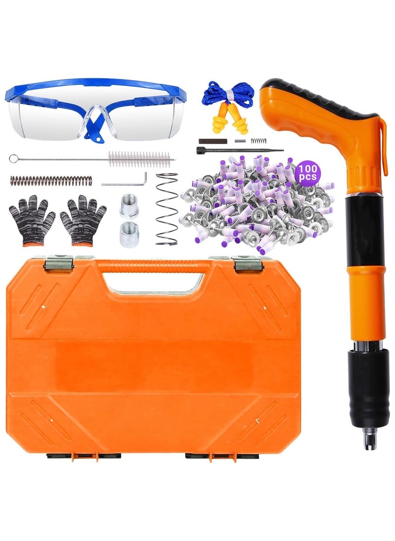 Generic Concrete Nail Gun Kit with 50pcs Nails, 5 Speed Adjustable Manual Steel Nail Gun, Wall Fastening Power Tool, Portable Nail Shooting Machine, Wall Anchor Wire Slotting Device Household Decor  - Image 1