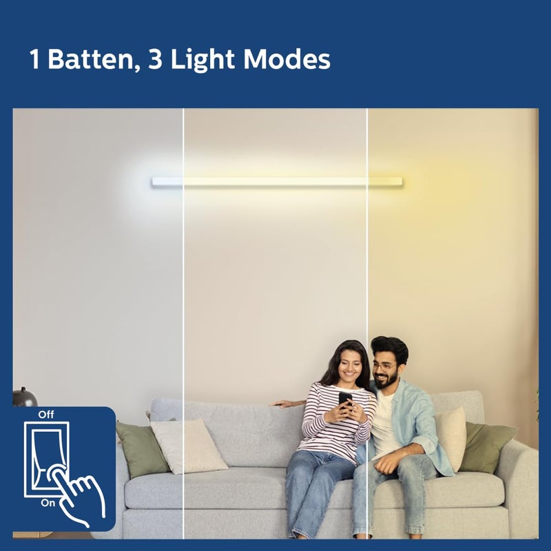 Philips Compact 4ft 20-watt LED Tubelight | 3 Colors in 1 LED Batten | Scene Switch Tubelight for Home & Decoration | Color: Tunable White, Pack of 2 - Image 4