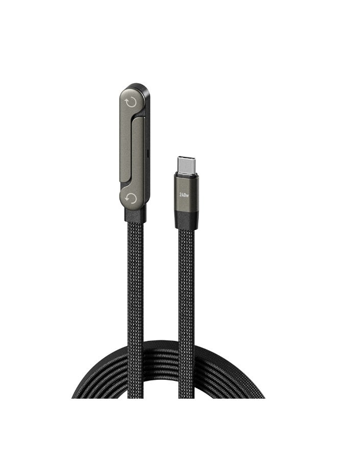 BASEMO Sideways Phone Charger, 2-in-1 Invisible Holder Charger Cable, 240w Fast Charging Cord with Built-in Phone Stand for Smartphones Tablets (C-C,1pcs) - Image 5
