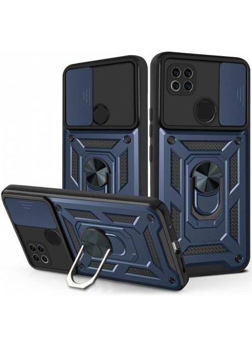Smody Xiaomi Redmi 9c Case with Silicone Ring Stand, Camera Protection + Full Screen Protector 